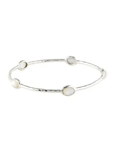 Pre-owned Ippolita Mother Of Pearl Station Bangle, 7.75" In White
