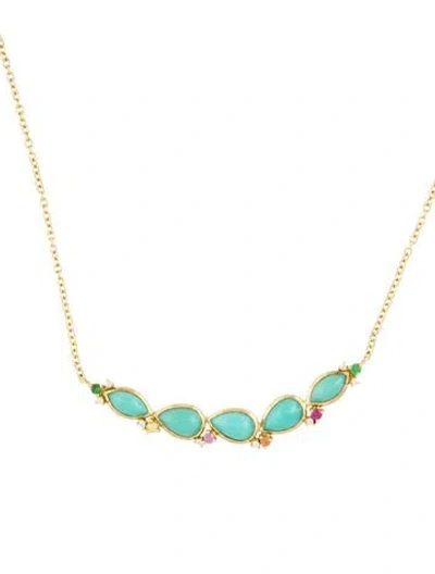 Pre-owned Ippolita Multistone & Diamond Bar Pendant Necklace, 18"