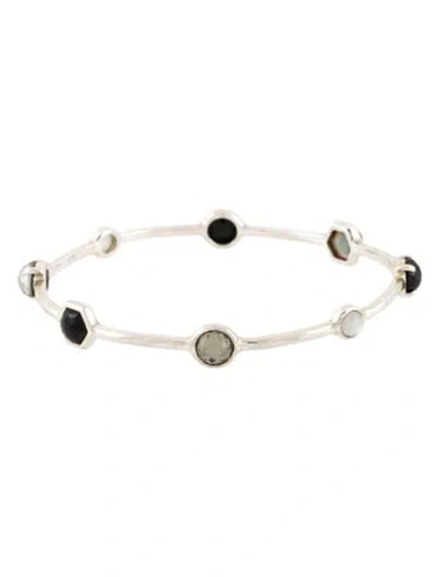 Pre-owned Ippolita Multistone & Mother-of-pearl Eight Stone Bangle Bracelet, 7.75"