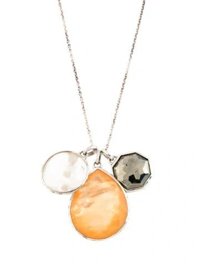 Pre-owned Ippolita Multistone Charm Necklace, 32" In Grey/orange/white