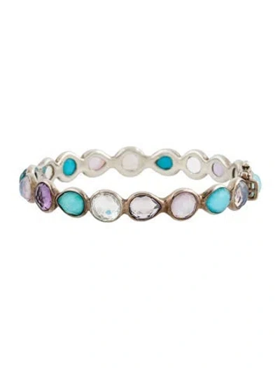 Pre-owned Ippolita Multistone Rock Candy Hinged Bangle, 7"