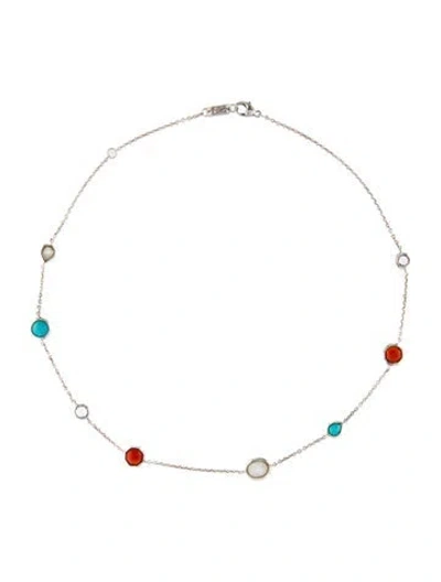 Pre-owned Ippolita Multi-stone Station Necklace, 18" In Multicolor