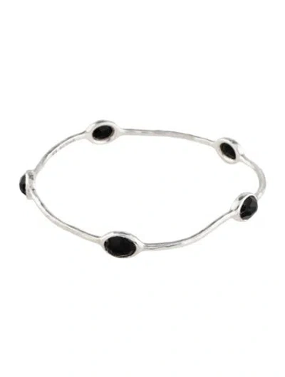 Pre-owned Ippolita Onyx 5-stone Bangle Bracelet, 7.75" In Multicolor