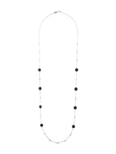 Pre-owned Ippolita Onyx Ball & Stone Station Necklace, 39" In Multi