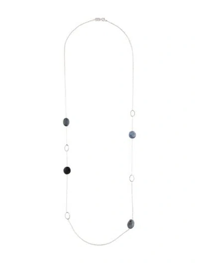 Pre-owned Ippolita Onyx, Quartz, Mother Of Pearl & Hematine Doublet & Triplet Station Necklace, 36" In Multi