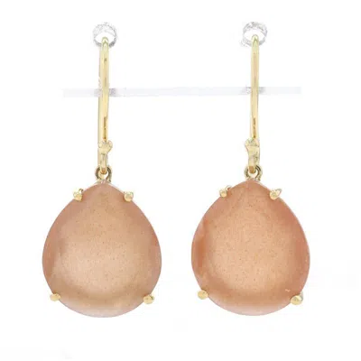 Pre-owned Ippolita Peach Moonstone Dangle Earrings - Yellow Gold 18k Teardrops Pierced