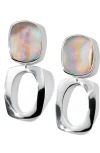 Ippolita Sterling Silver Rock Candy Brown Shell Long Oval & Large Frame Drop Earrings In Silver/brown Shell