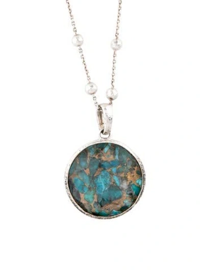 Pre-owned Ippolita Quartz & Composite Turquoise Doublet Pendant Ball Station Necklace, 37" In Multicolor