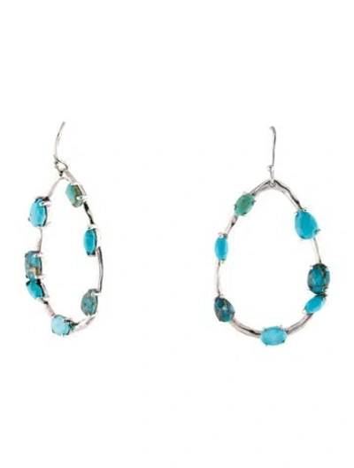 Pre-owned Ippolita Quartz & Composite Turquoise Doublet Rock Candy Pear Drop Earrings In Multi