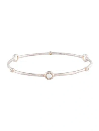 Pre-owned Ippolita Quartz & Diamond 6 Station Bangle, 7.75" In Multicolor