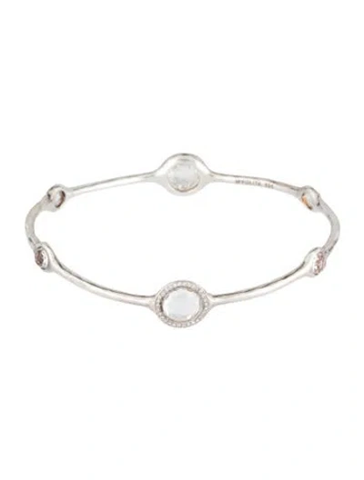Pre-owned Ippolita Quartz & Diamond 6-stone Stella Bangle, 8" In Multicolor