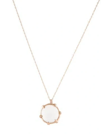 Pre-owned Ippolita Quartz & Diamond Rosé Pendant Necklace, 18" In Multi