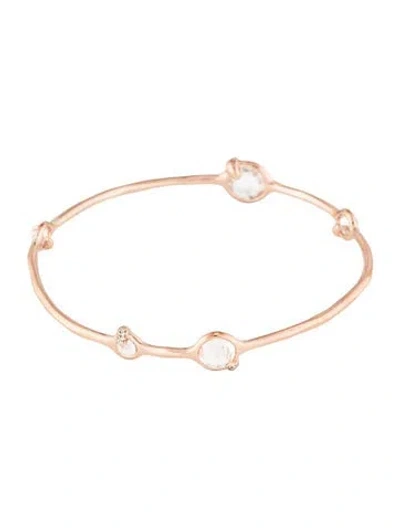 Pre-owned Ippolita Quartz & Diamond Station Bangle Bracelet, 7.75", 7.75" In Multi