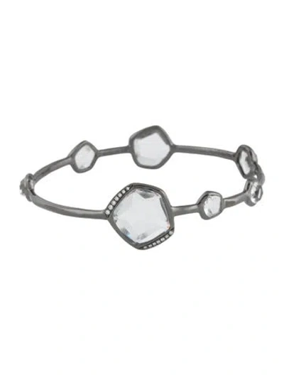 Pre-owned Ippolita Quartz & Diamond Wicked 7-stone Bangle, 8" In Multi