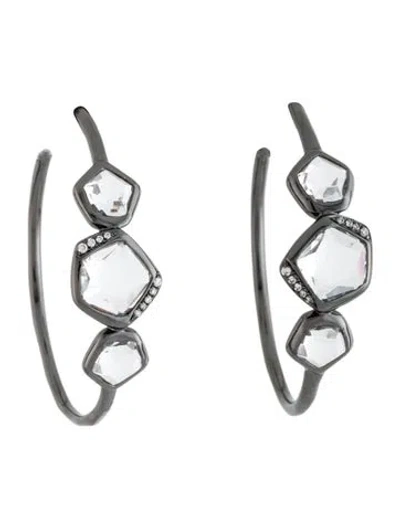 Pre-owned Ippolita Quartz & Diamond Wicked Hoop Earrings In Multi