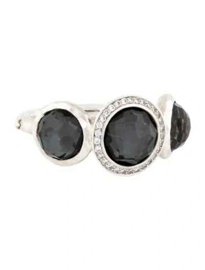 Pre-owned Ippolita Quartz & Hematine Doublet, & Diamond Three-stone Ring In Multicolor