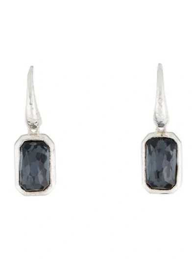 Pre-owned Ippolita Quartz & Hematine Doublet Drop Earrings In Multi