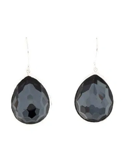 Pre-owned Ippolita Quartz & Hematine Doublet Rock Candy Drop Earrings In Multi