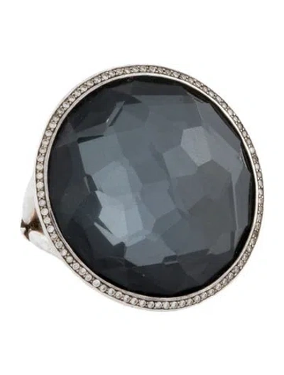 Pre-owned Ippolita Quartz & Hematine Doublet Stella Cocktail Ring In Multi