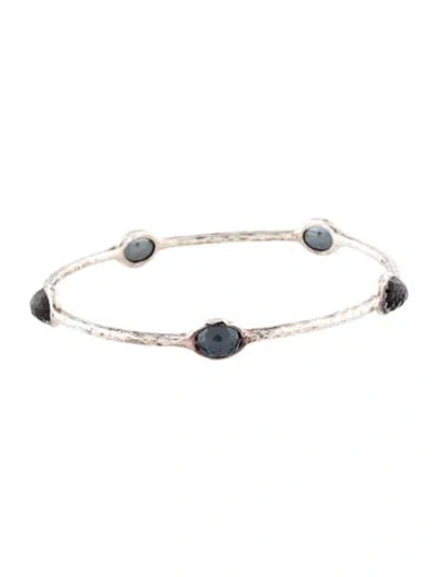 Pre-owned Ippolita Quartz & Hematite Doublet Bangle Bracelet, 7.75" In Multicolor