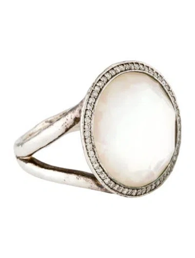 Pre-owned Ippolita Quartz & Mother Of Pearl Doublet & Diamond Stella Lollipop Cocktail Ring In Multi
