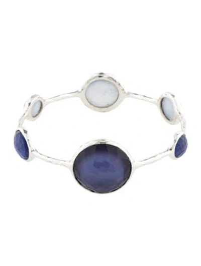 Pre-owned Ippolita Quartz & Mother Of Pearl Doublet Bangle Bracelet, 7.75" In Multicolor
