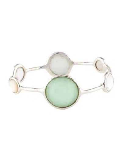 Pre-owned Ippolita Quartz & Mother Of Pearl Doublet Bangle Bracelet, 7.75" In Multicolor
