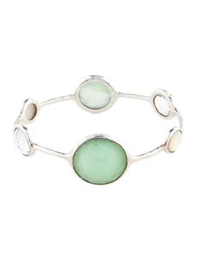 Pre-owned Ippolita Quartz & Mother Of Pearl Doublet Bangle Bracelet, 7.75" In Multicolor