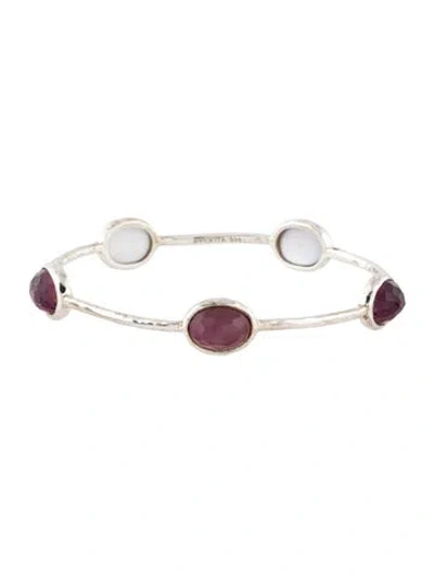 Pre-owned Ippolita Quartz & Mother Of Pearl Doublet Station Bangle, 7.75" In Multicolor