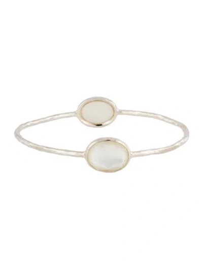 Pre-owned Ippolita Quartz And Mother Of Pearl Two-stone Bangle Bracelet, 7.5" In Multicolor
