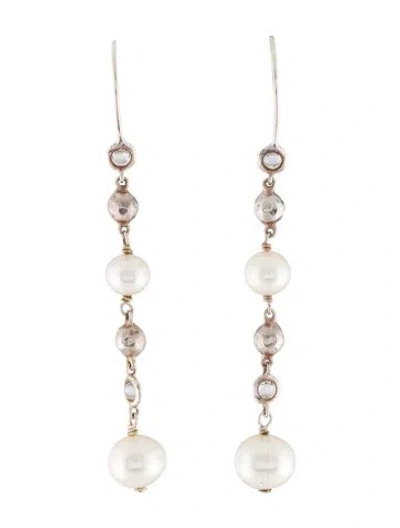 Pre-owned Ippolita Quartz & Pearl Drop Earrings In Multicolor