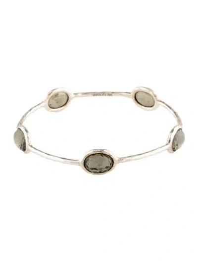 Pre-owned Ippolita Quartz & Pyrite Doublet 5 Stone Bangle Bracelet, 7.75" In Multicolor
