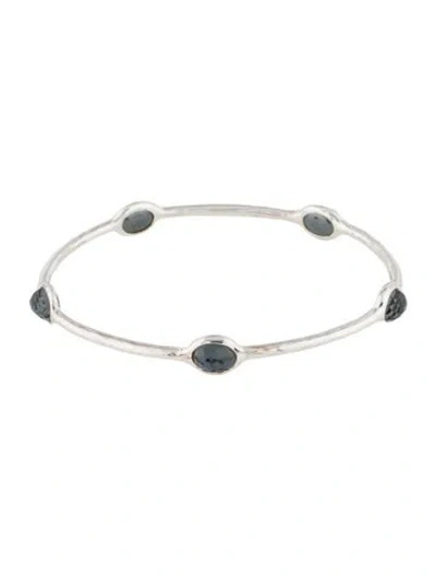 Pre-owned Ippolita Quartz & Pyrite Doublet 5-stone Bangle Bracelet, 7.75" In Multi