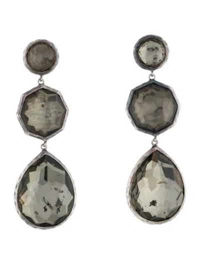 Pre-owned Ippolita Quartz & Pyrite Doublet Drop Earrings In Multi