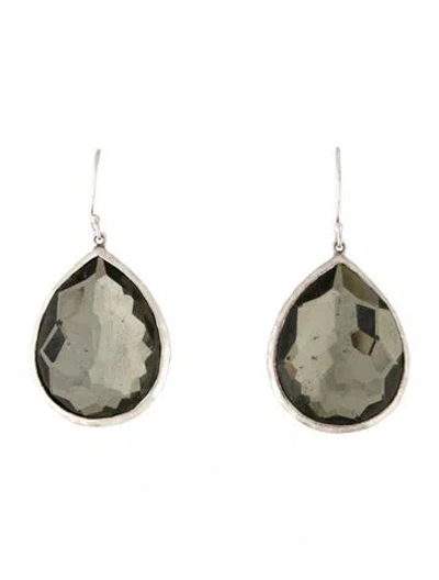 Pre-owned Ippolita Quartz & Pyrite Doublet Large Teardrop Earrings In Multi