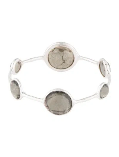 Pre-owned Ippolita Quartz & Pyrite Doublet Station Bangle, 8" In Multicolor