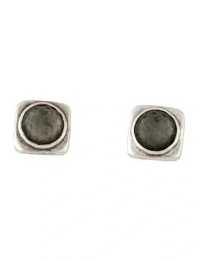 Pre-owned Ippolita Quartz & Pyrite Doublet Stud Earrings In Multi