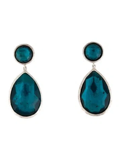 Pre-owned Ippolita Quartz & Pyrite Drop Earrings In Blue
