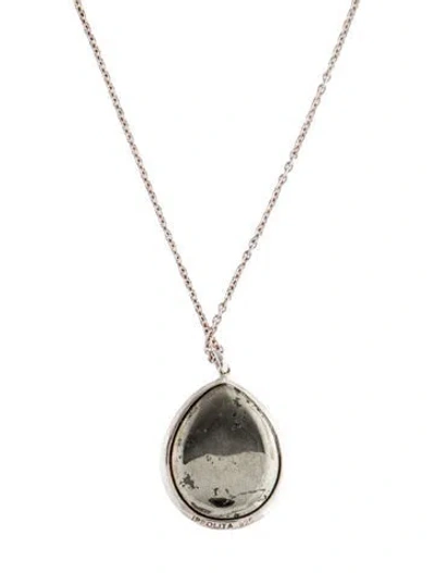 Pre-owned Ippolita Quartz & Pyrite Triplet Large Teardrop Pendant Necklace, 18.5" In Multi