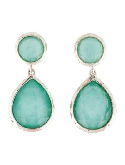 Pre-owned Ippolita Quartz & Turquoise Doublet Drop Earrings In Multi