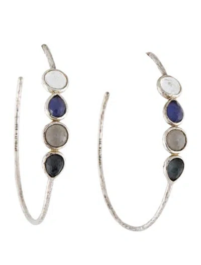 Pre-owned Ippolita Quartz Doublet Hoop Earrings In Multi