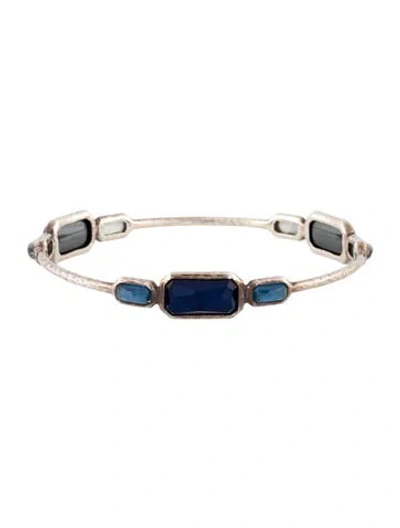 Pre-owned Ippolita Quartz, Mother Of Pearl & Hematine Doublet 9-stone Bangle, 8" In Multi