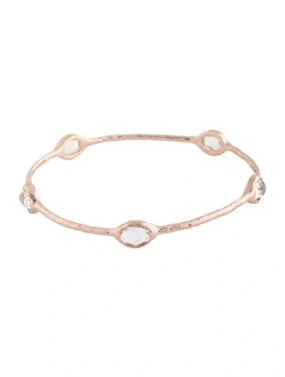 Pre-owned Ippolita Quartz Rose Station Bangle Bracelet, 7.75" In Multicolor