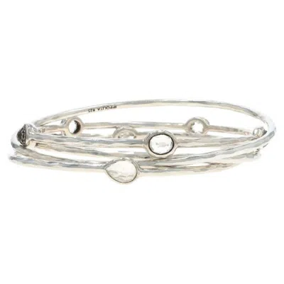 Pre-owned Ippolita Quartz Set Of 4 Bangle Bracelets 7 3/4" Sterling 925 Faceted Cabochon In Multi