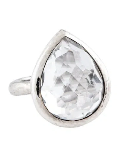 Pre-owned Ippolita Quartz Teardrop Ring In Clear