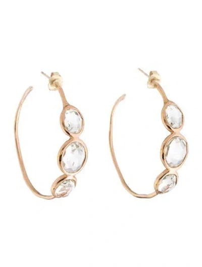 Pre-owned Ippolita Quartz Three Stone Rose Hoop Earrings In Multi