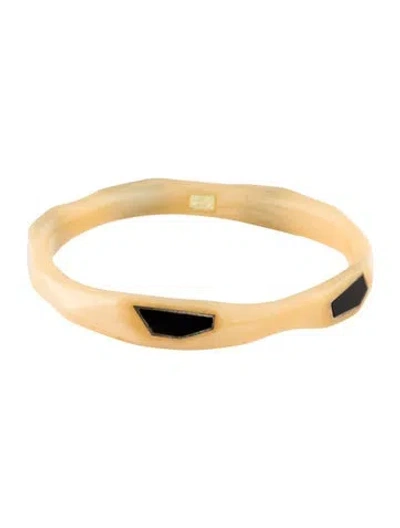 Pre-owned Ippolita Resin & Onyx Bangle, 8" In Yellow