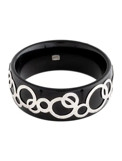 Pre-owned Ippolita Resin Bangle Bracelet, 8.5" In Black