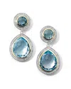 Ippolita 18k Yellow Gold & Sterling Silver Chimera Rock Candy Blue Topaz & Diamond Halo Drop Earrings