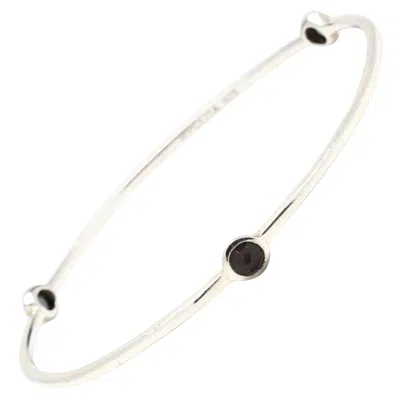 Pre-owned Ippolita Rock Candy Hematite Bangle Bracelet, Sterling Silver, Length 7.75 Inch In Multi